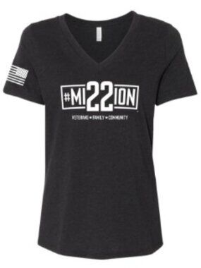 Mission 22 Women's Large Veterans Family Community V-Neck T-Shirt Bella Canvas